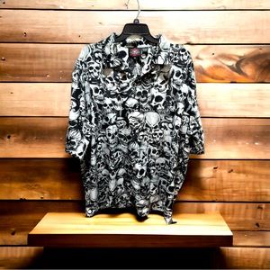 Dragonfly Roadhouse  SKULL  Biker Button Shirt Black White 3XL XXXL Motorcycle